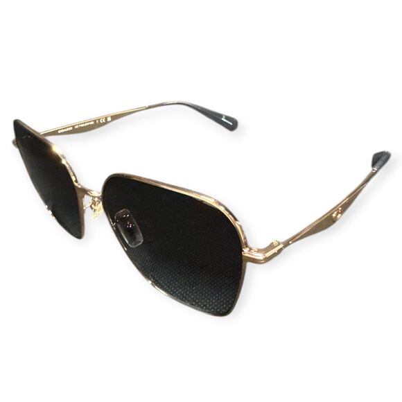 Coach Accessories - Coach Gold Sunglasses HC 7168‎ Shiny Rose Gold Metal Gray with Case Glam 145mm